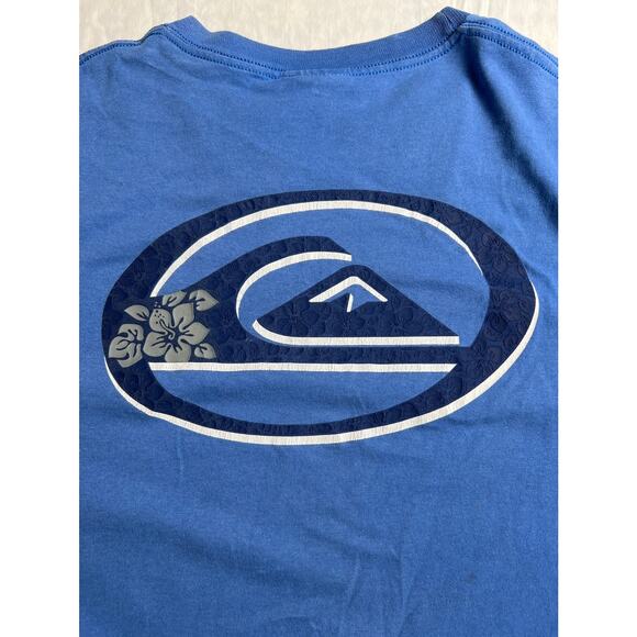 Vintage Quiksilver Surf Big Logo Size large Cotton T-shirt Blue - Picture 5 of 7